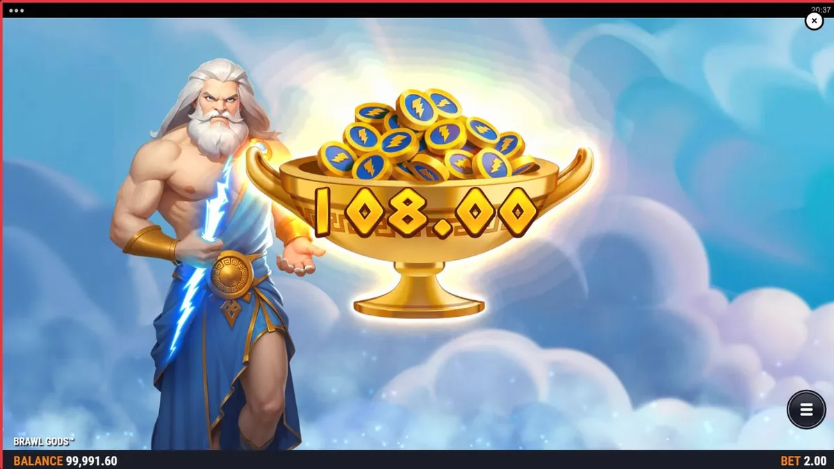 Visual pertempuran antara Zeus dan Hades dalam slot Brawl Gods